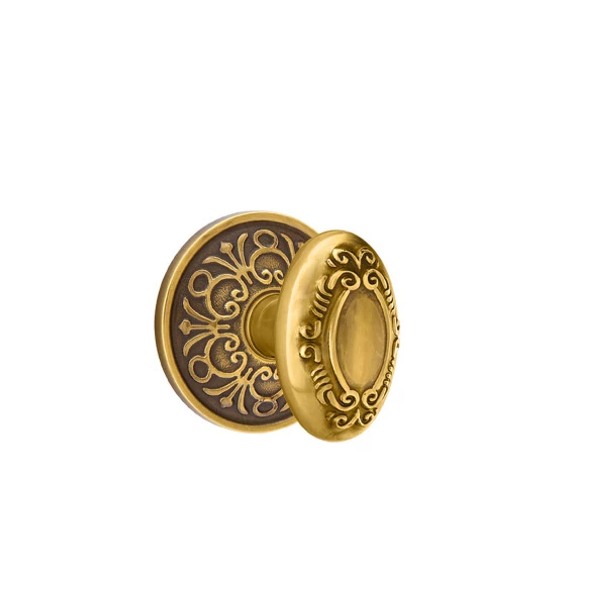 Emtek Victoria Knob with Lancaster Rosette in French Antique