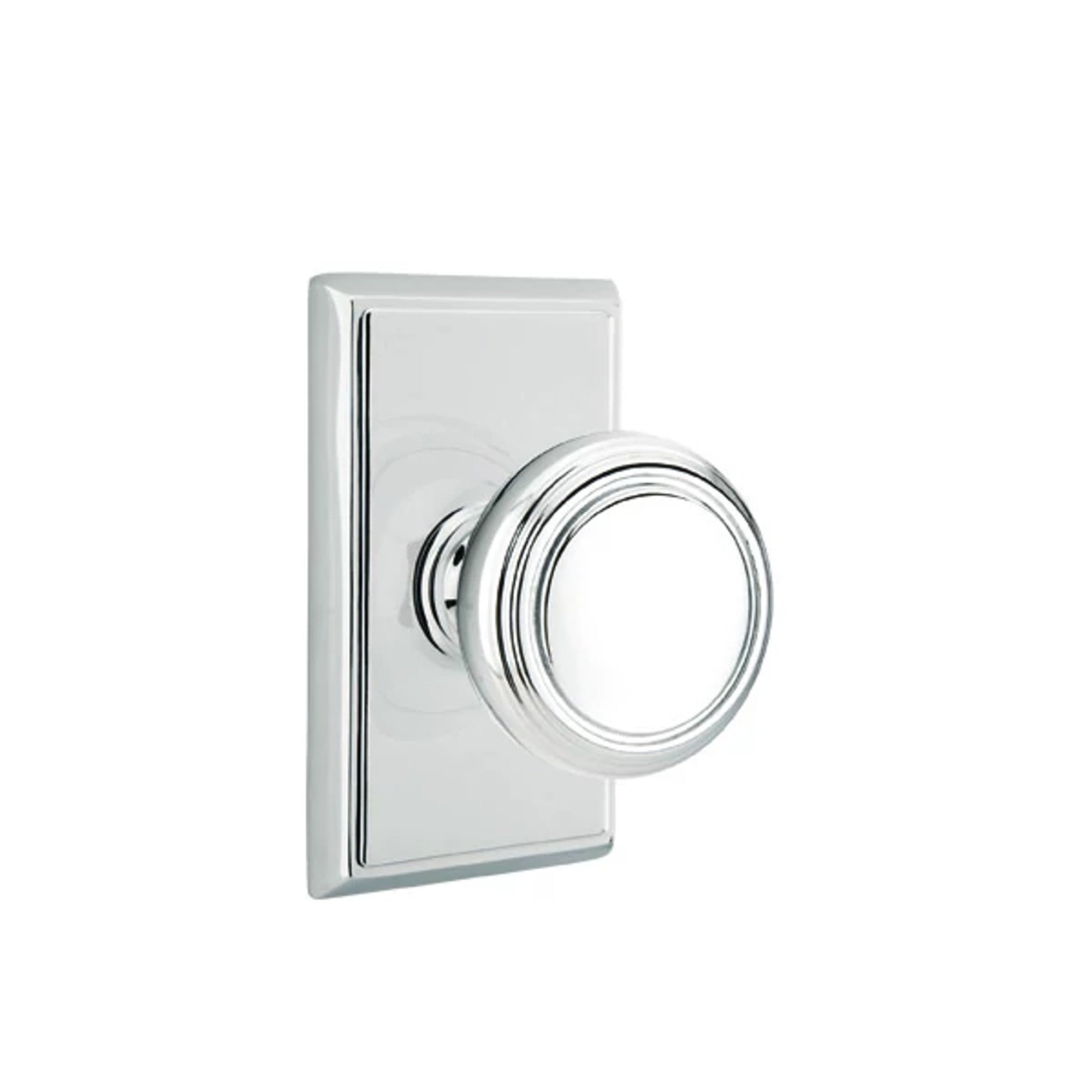 Emtek Norwich Knob with Rectangular Rosette in Polished Chrome