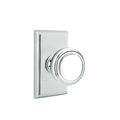 Emtek Norwich Knob with Rectangular Rosette in Polished Chrome