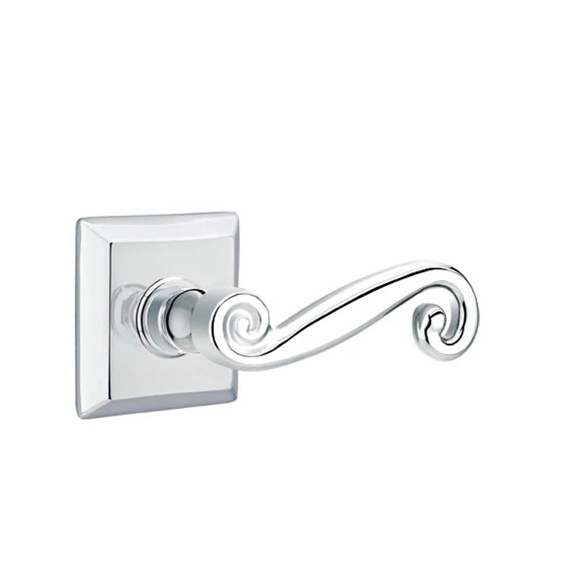 Emtek Rustic Lever with Quincy Rosette in Polished Chrome