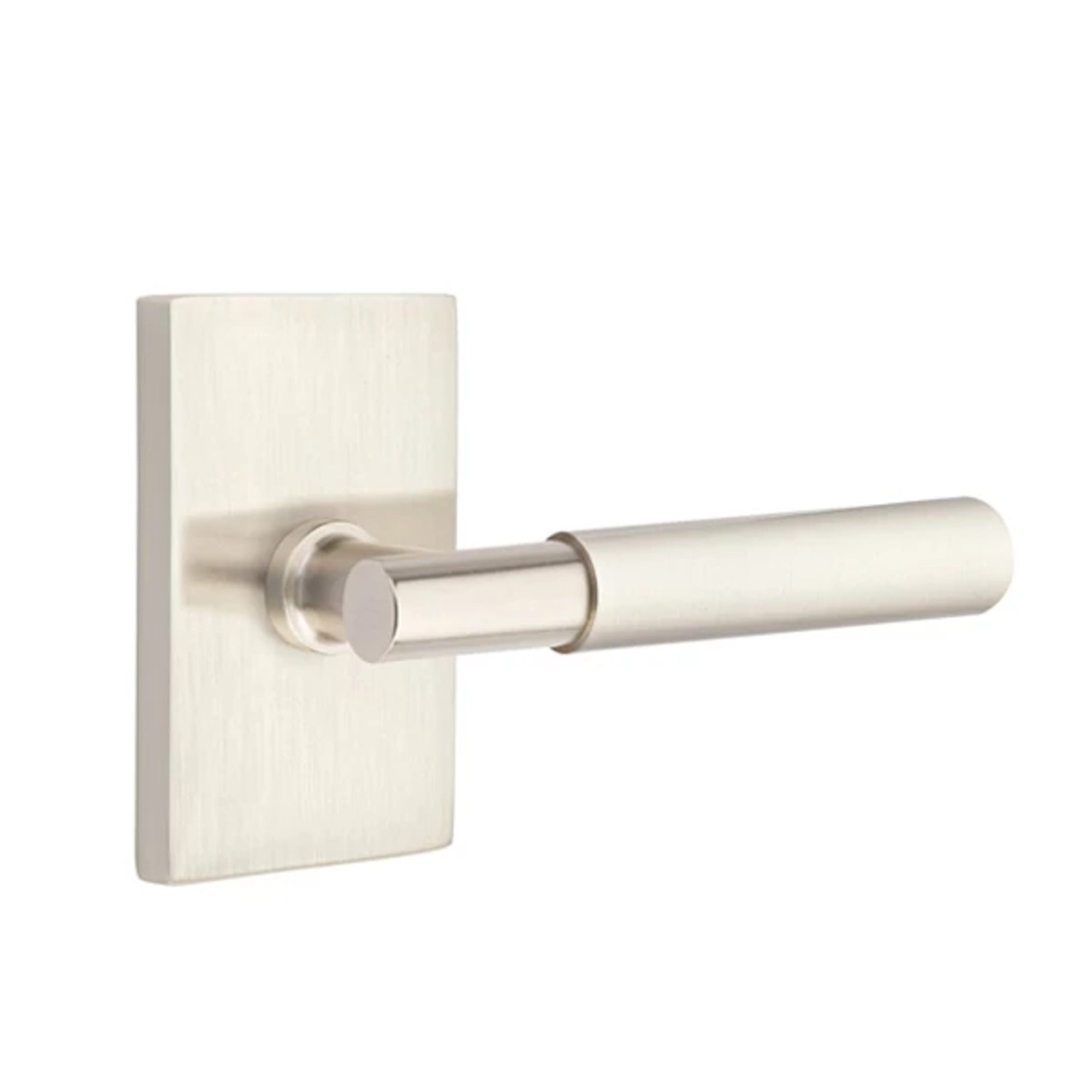 Emtek Myles Lever with Modern Rectangular Rosette in Satin Nickel