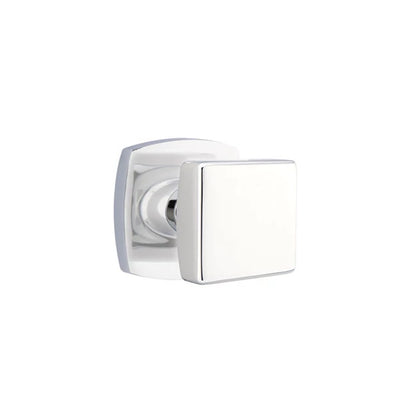 Emtek Square Knob with Urban Modern Rosette in Polished Chrome
