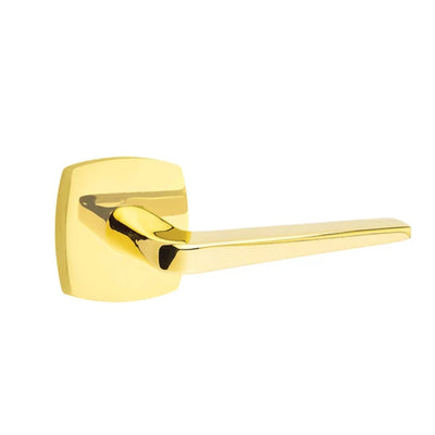Emtek Athena Lever with Urban Modern Rosette in Unlacquered Brass