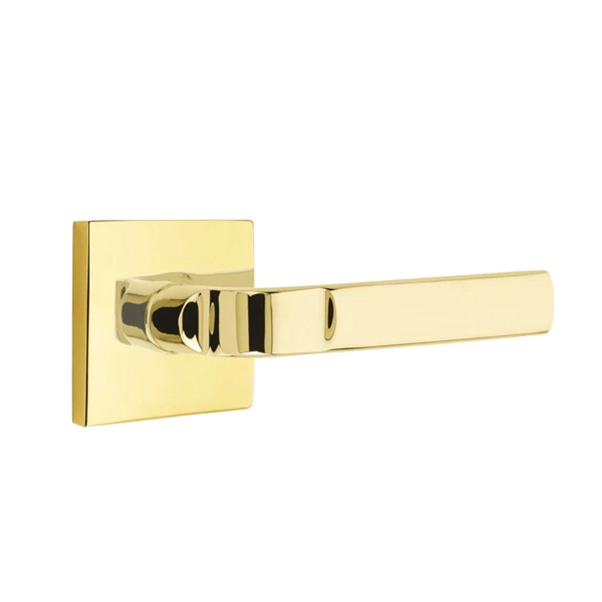Emtek Aston Lever with Square Rosette in Unlacquered Brass