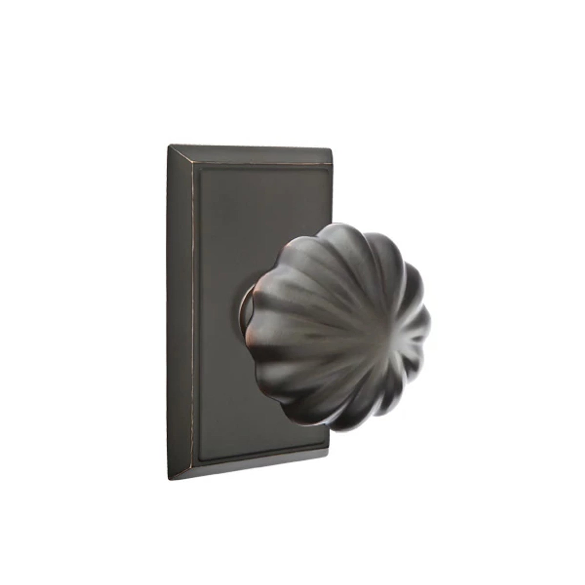 Emtek Melon Knob with Rectangular Rosette in Oil Rubbed Bronze