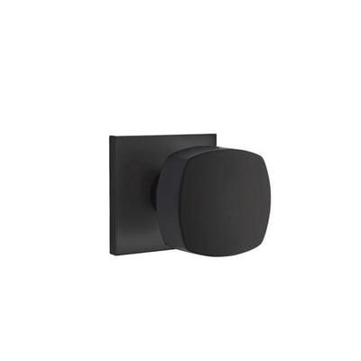 Emtek Freestone Knob with Square Rosette in Flat Black