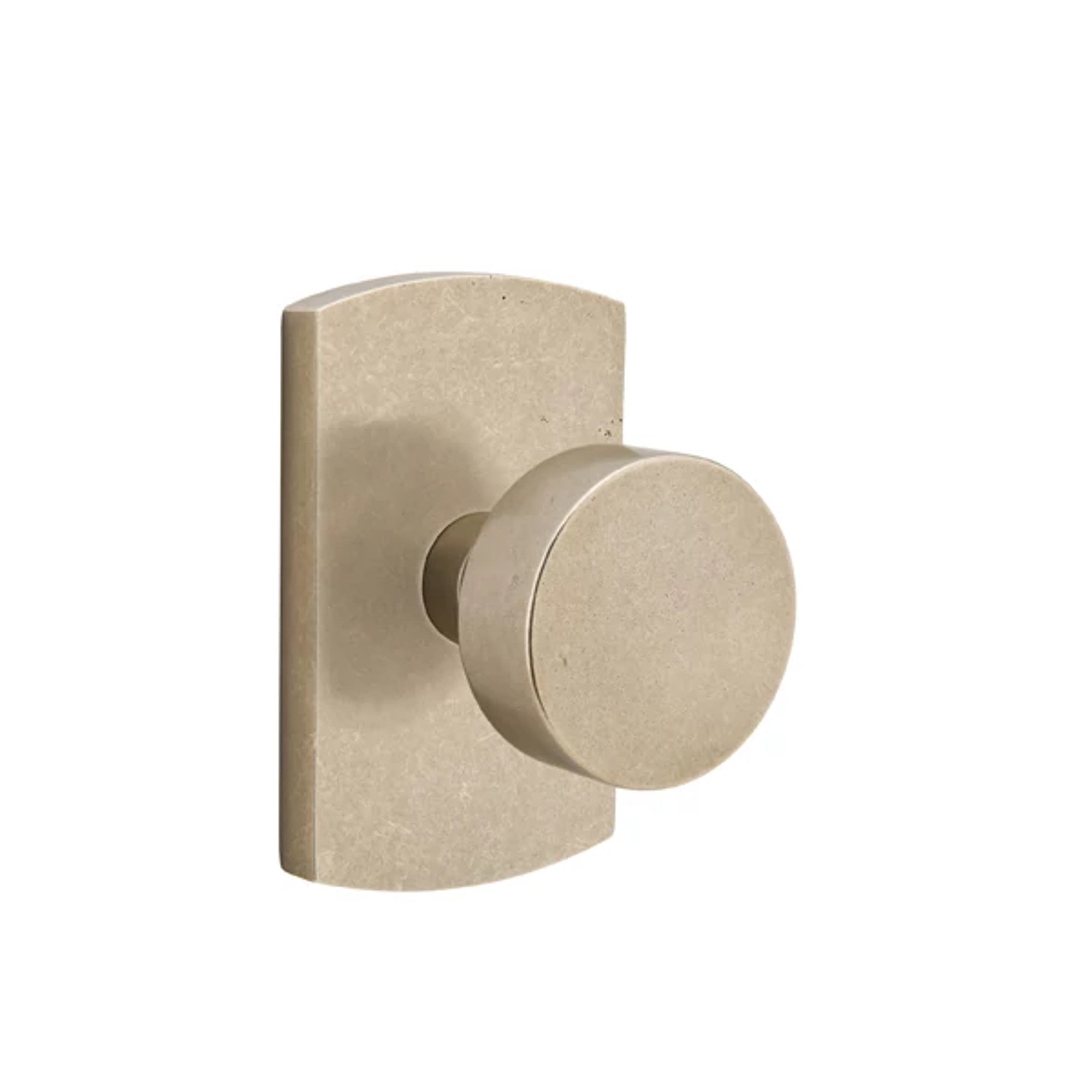 Emtek Round Bronze Knob with #4 Rosette in Tumbled White Bronze