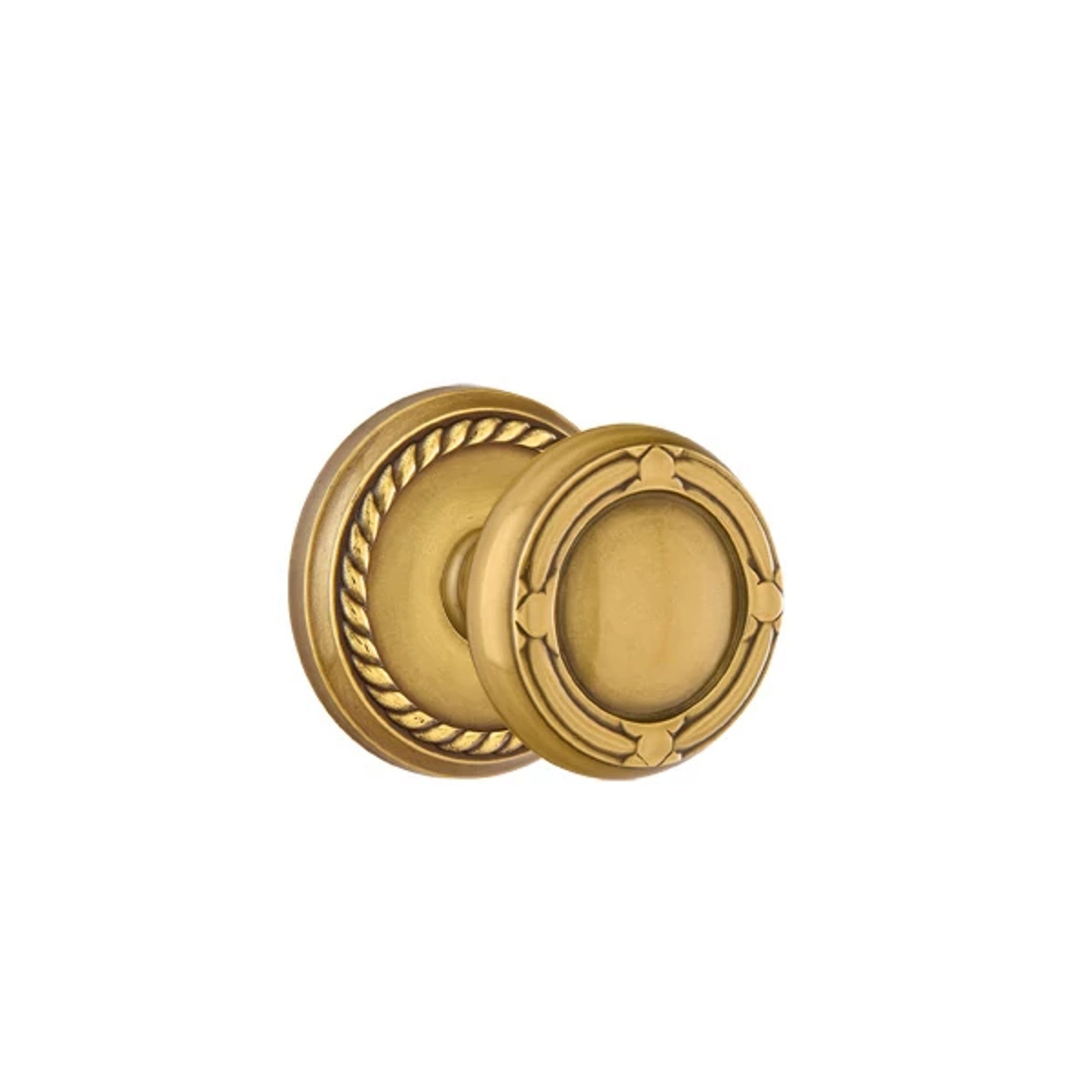 Emtek Ribbon & Reed Knob with Rope Rosette in French Antique