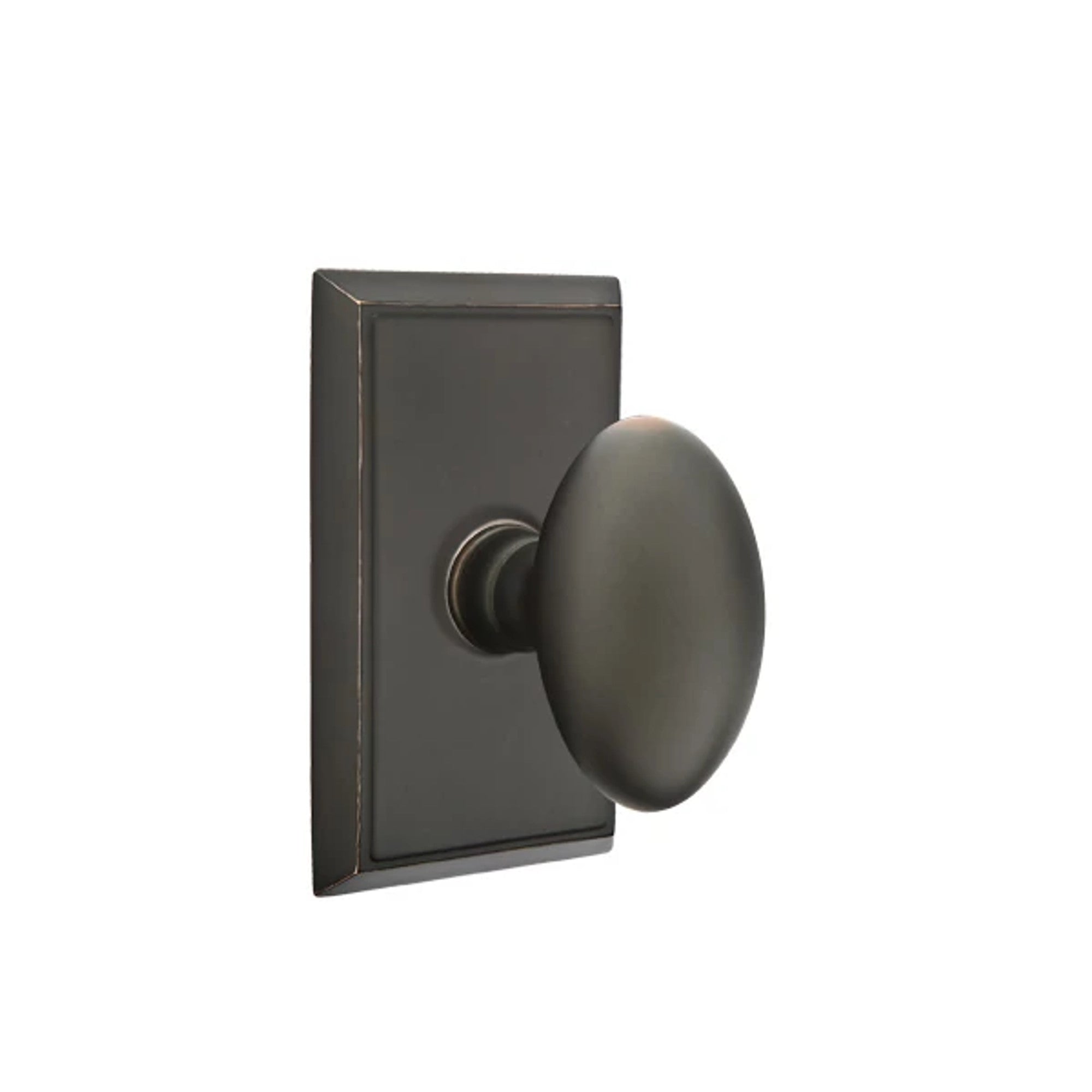 Emtek Egg Knob with Rectangular Rosette in Oil Rubbed Bronze