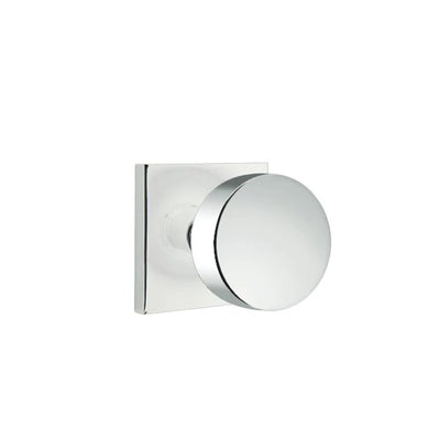 Emtek Round Knob with Square Rosette in Polished Chrome