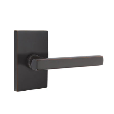 Emtek Freestone Lever with Modern Rectangular Rosette in Oil Rubbed Bronze