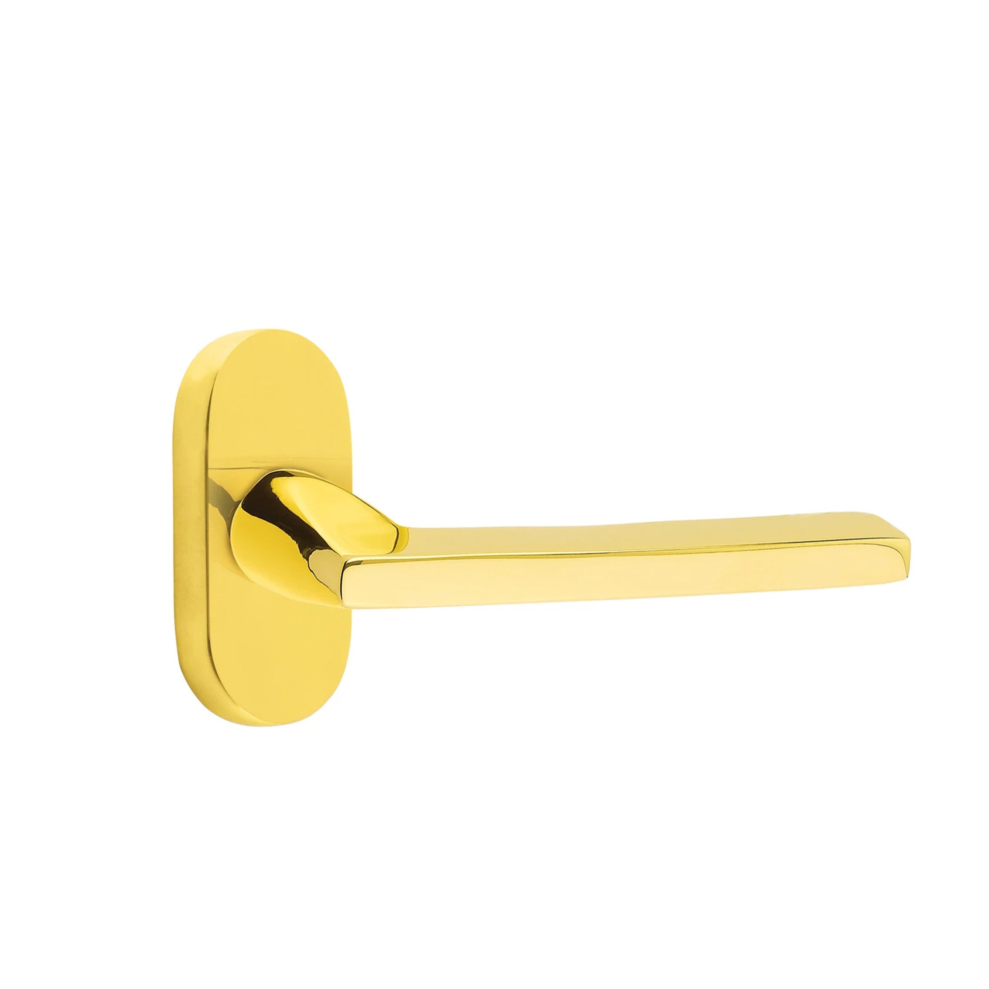 Emtek Helios Lever with Oval Stretto 1-1/2" x 3" in Unlacquered Brass