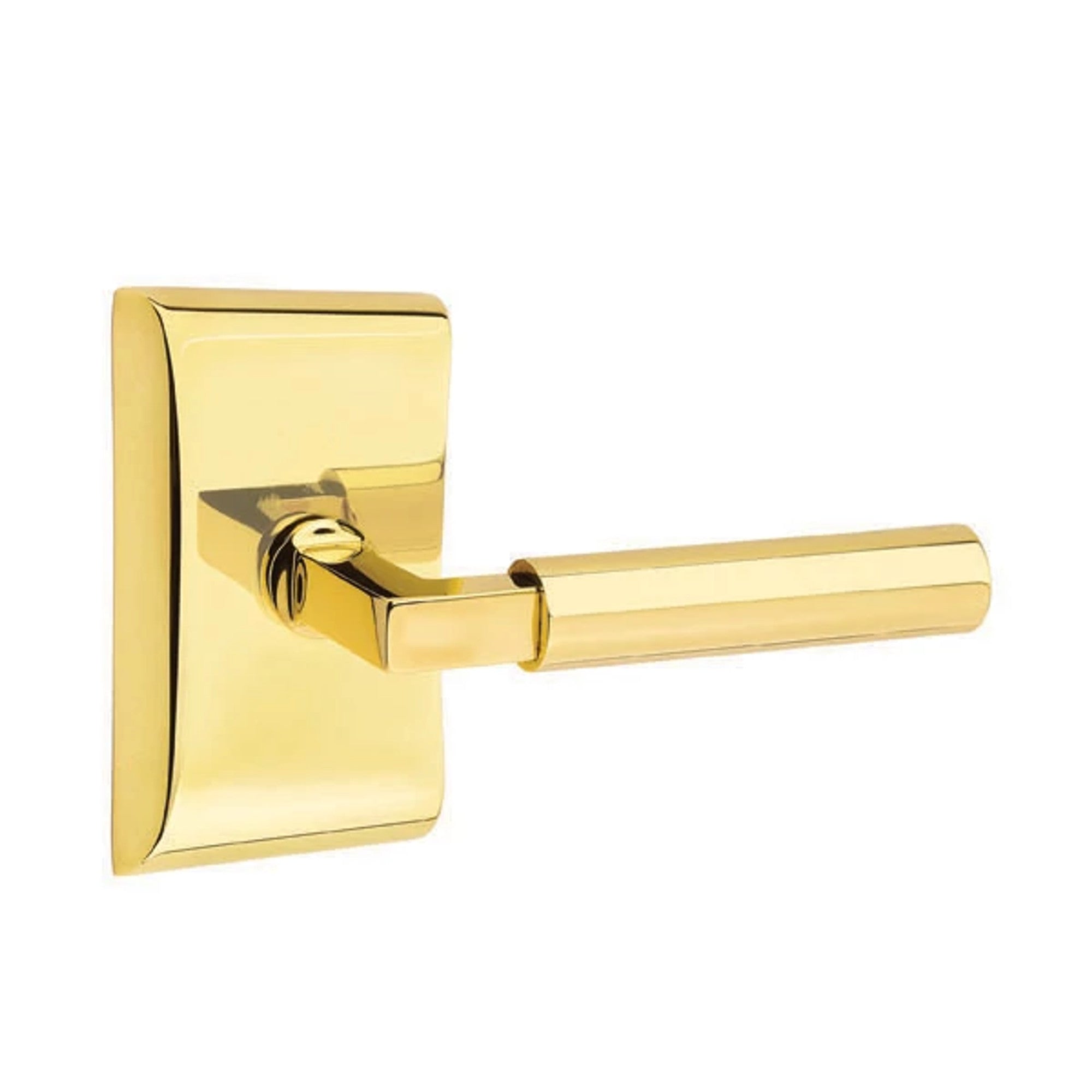 Emtek Hercules Lever with Neos Rosette in Unlacquered Brass