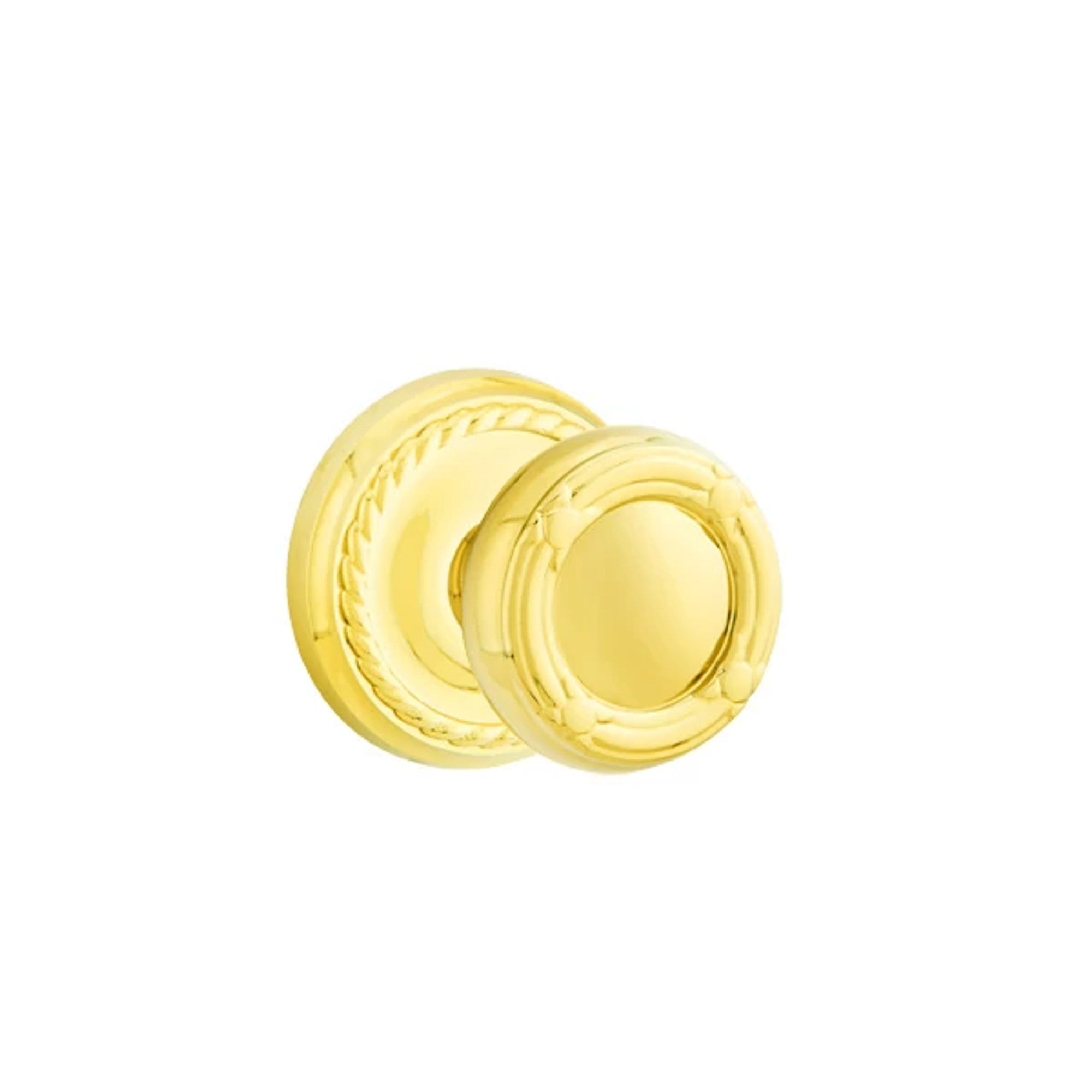 Emtek Ribbon & Reed Knob with Rope Rosette in Polished Brass