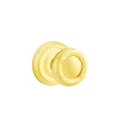 Emtek Ribbon & Reed Knob with Rope Rosette in Polished Brass