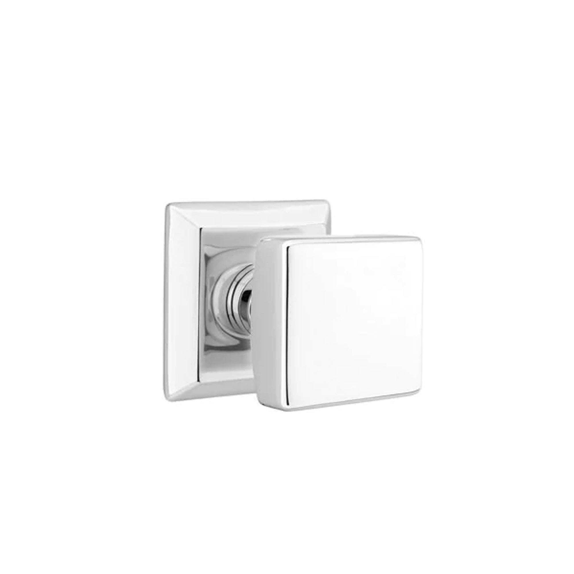 Emtek Square Knob with Quincy Rosette in Polished Chrome