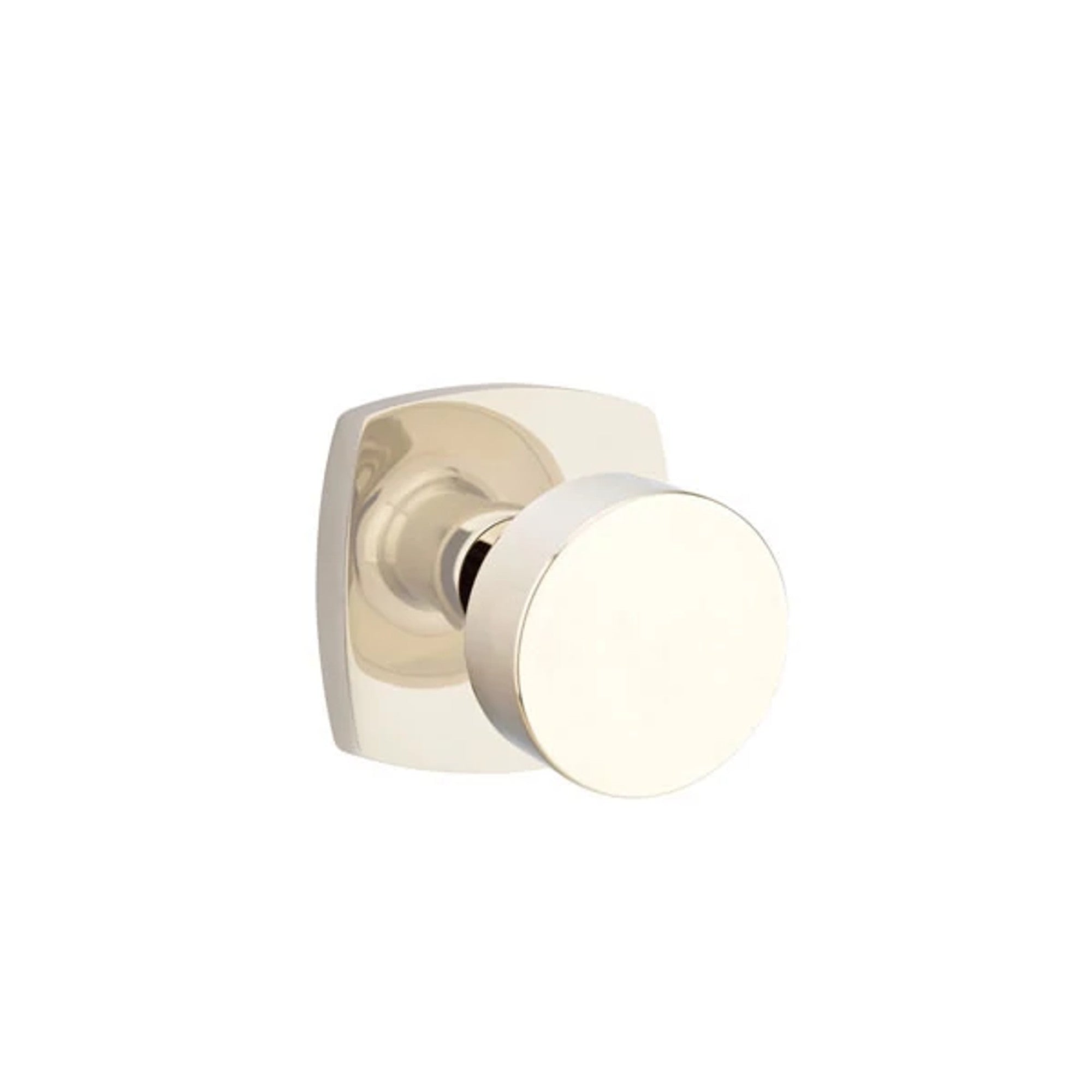 Emtek Round Knob with Urban Modern Rosette in Polished Nickel