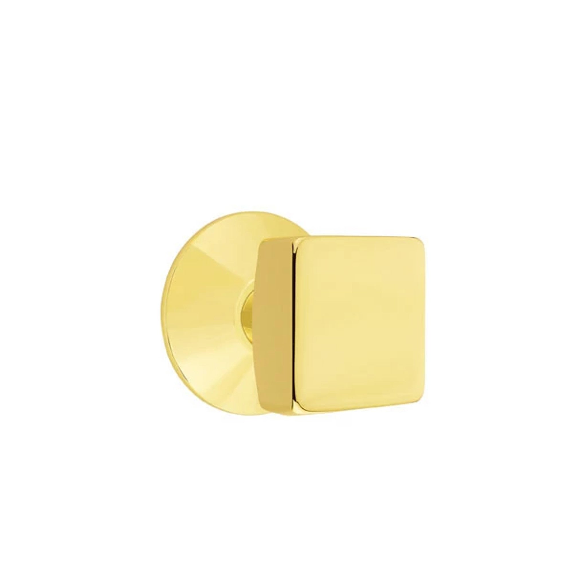 Emtek Square Knob with Modern Rosette in Unlacquered Brass