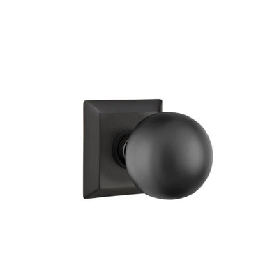 Emtek Orb Knob with Quincy Rosette in Flat Black