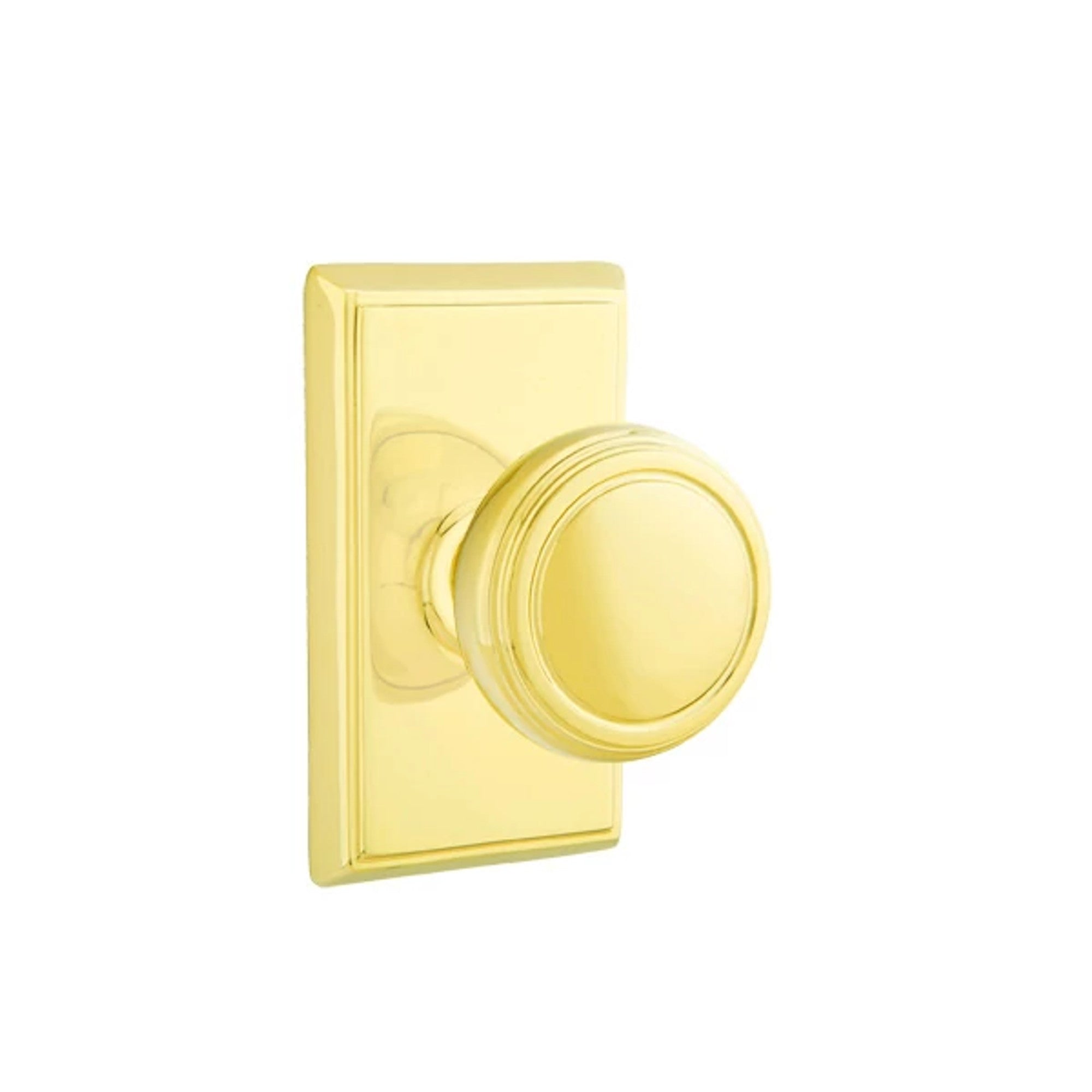 Emtek Norwich Knob with Rectangular Rosette in Unlacquered Brass