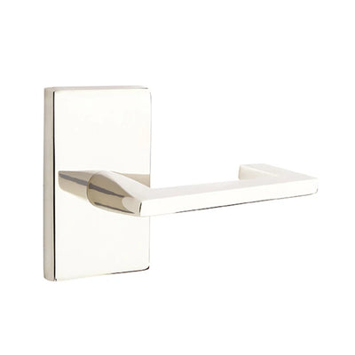 Emtek Argos Lever with Modern Rectangular Rosette in Polished Nickel