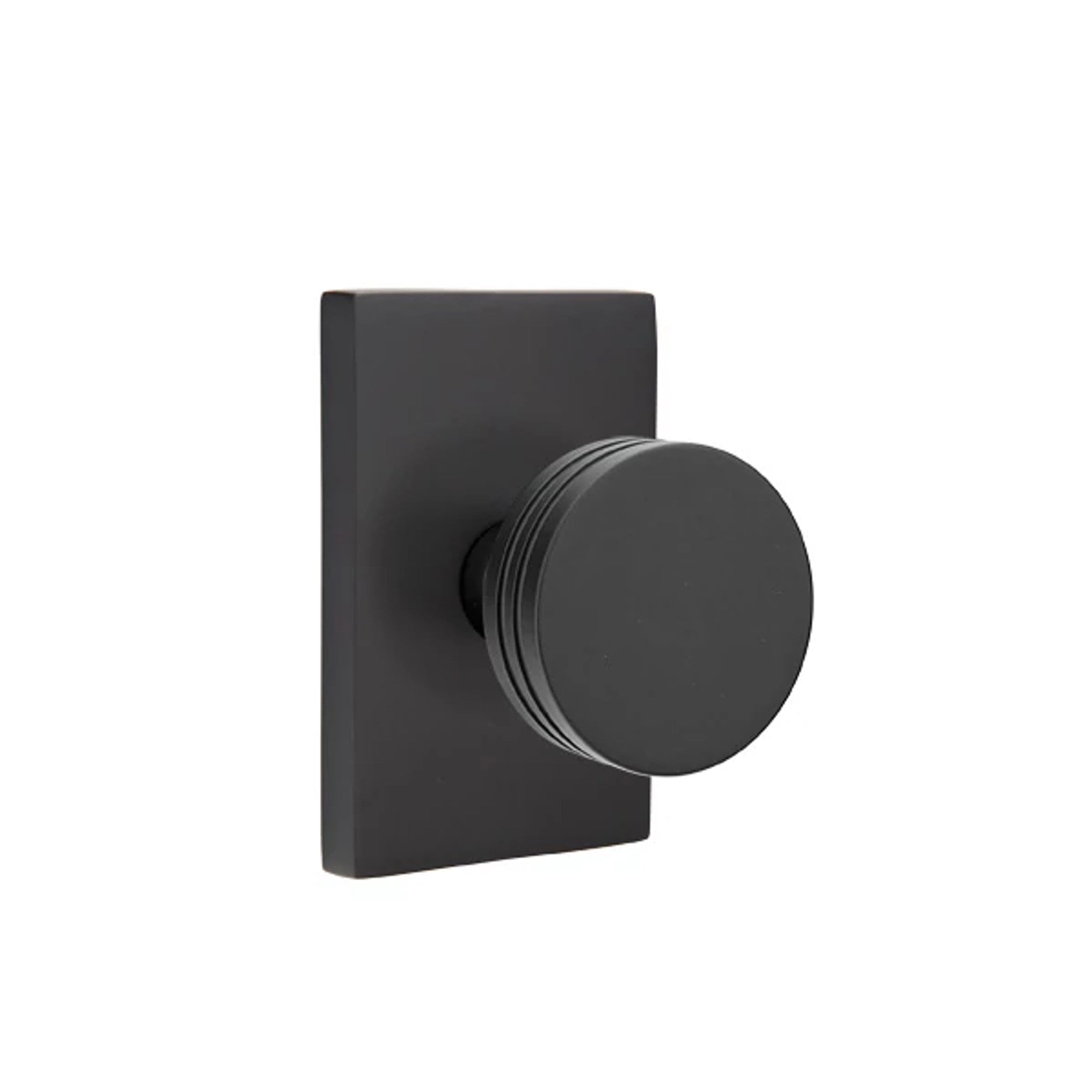 Emtek Bern Knob with Modern Rectangular Rosette in Flat Black