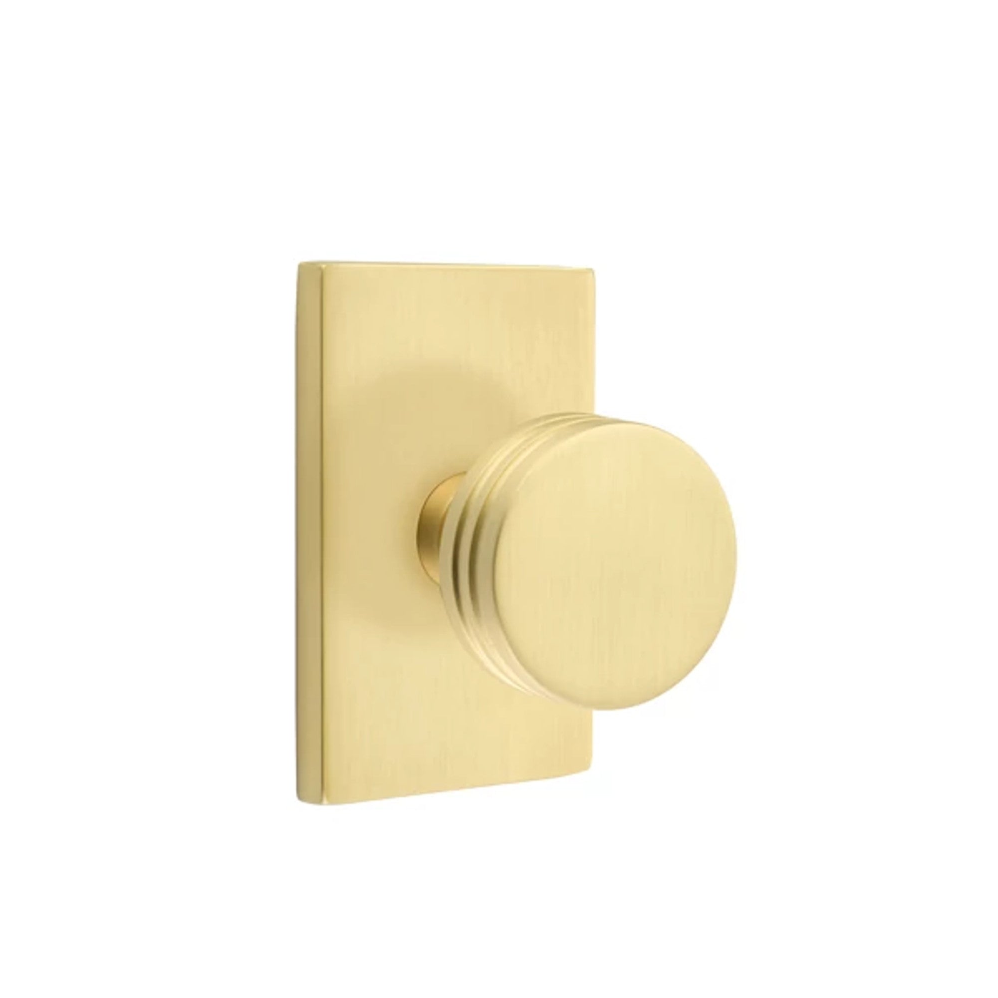 Emtek Bern Knob with Modern Rectangular Rosette in Satin Brass