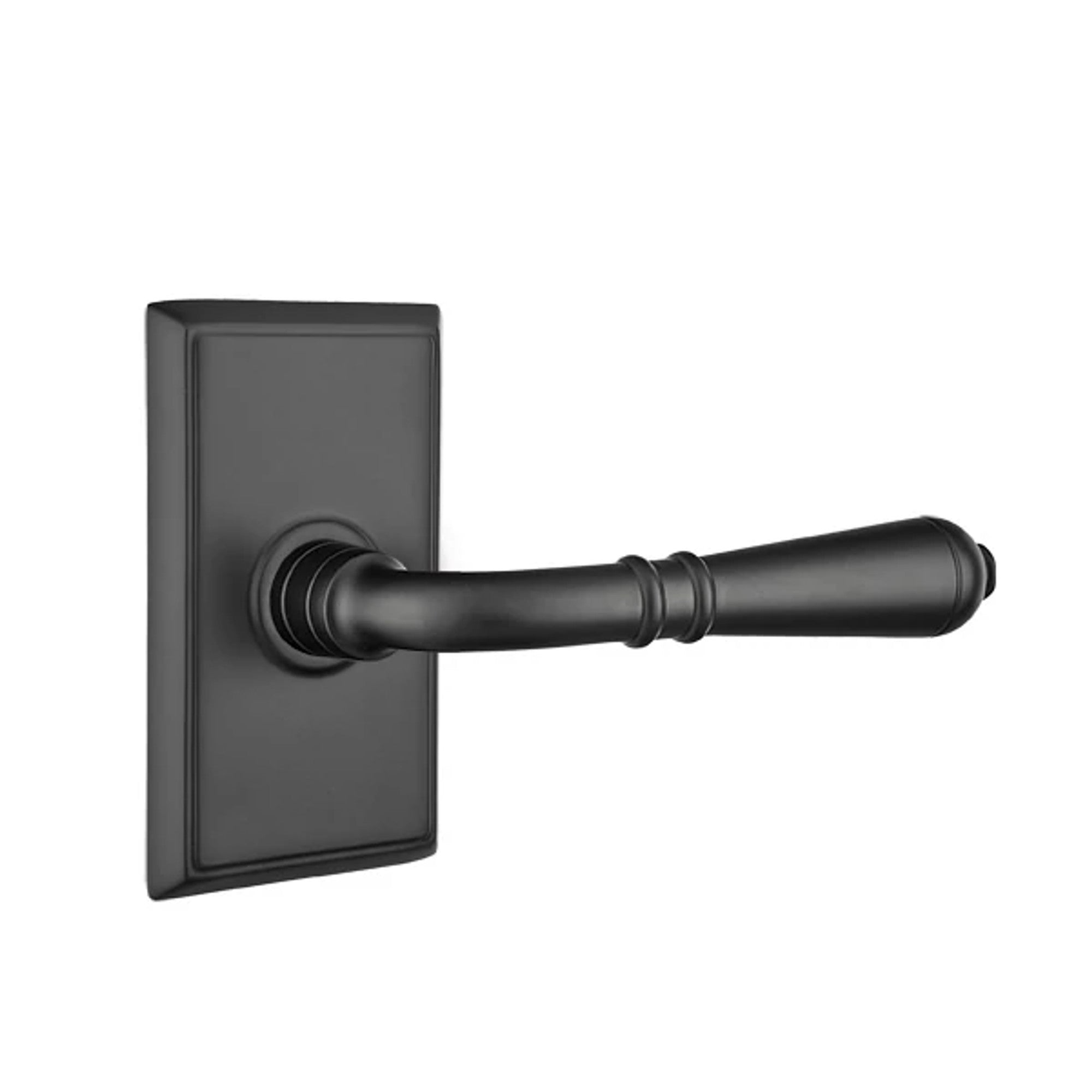 Emtek Turino Lever with Rectangular Rosette in Flat Black