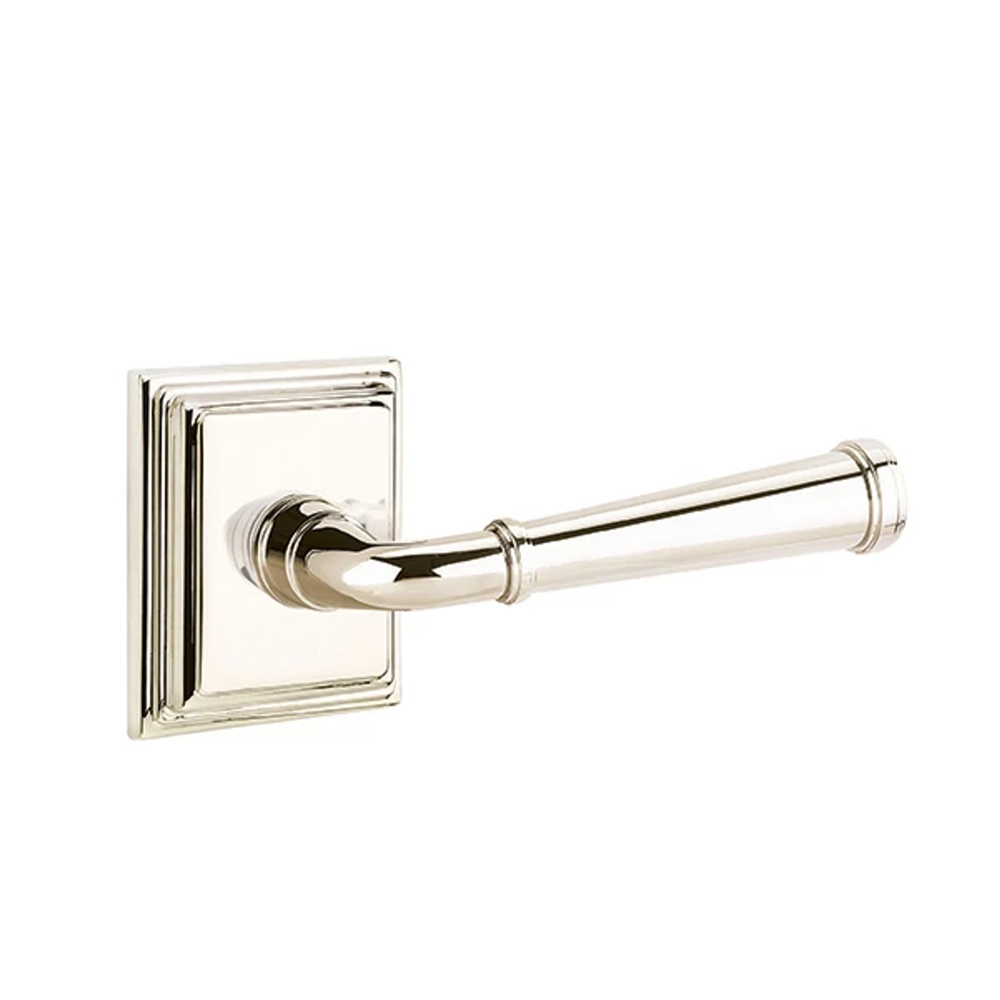 Emtek Merrimack Lever with Wilshire Rosette in Polished Nickel