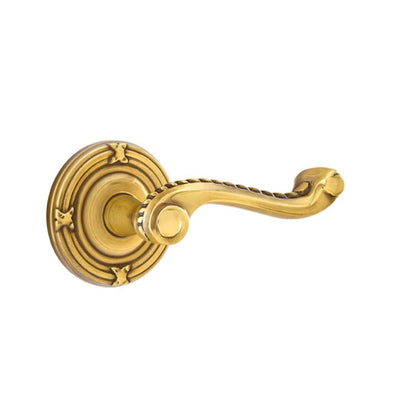 Emtek Rope Lever with Ribbon & Reed Rosette in French Antique