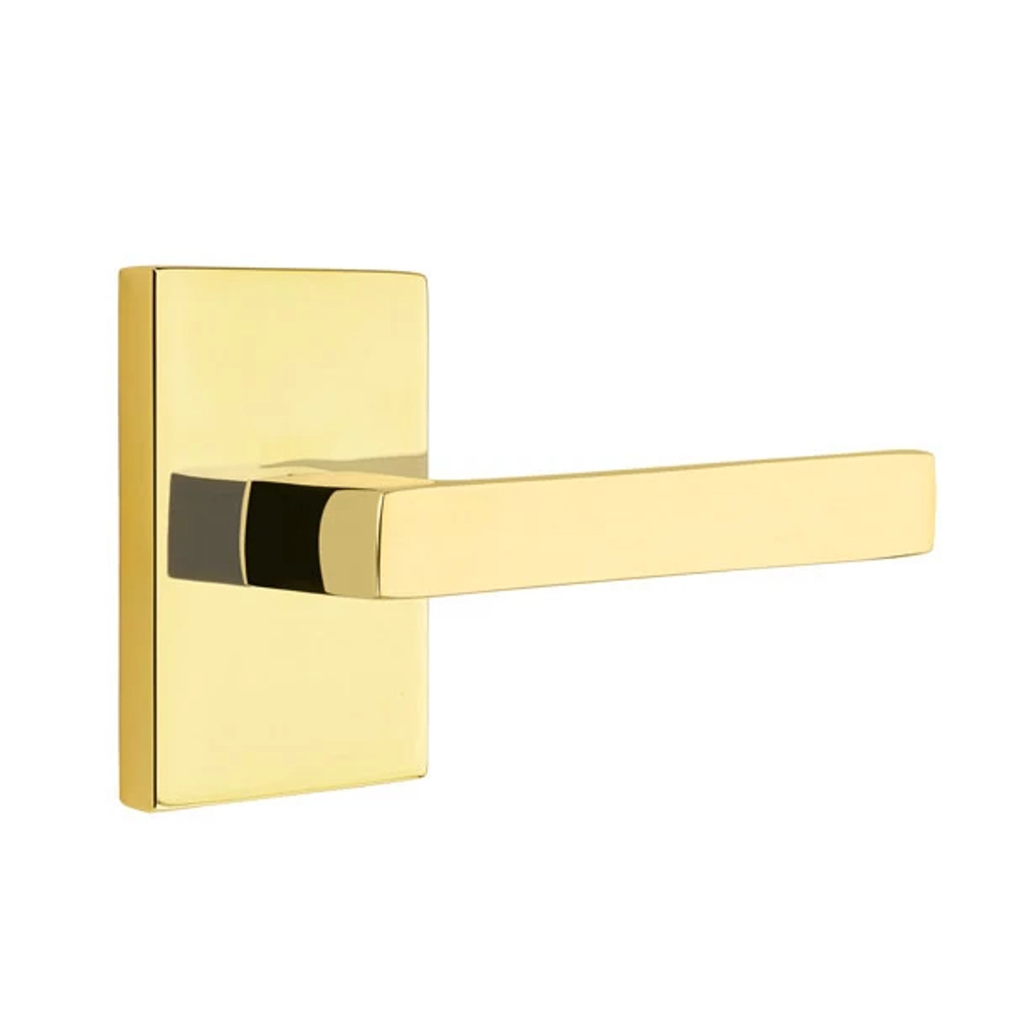 Emtek Dumont Lever with Modern Rectangular Rosette in Unlacquered Brass