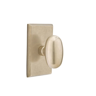 Emtek Egg Bronze Knob with #3 Rosette in Tumbled White Bronze