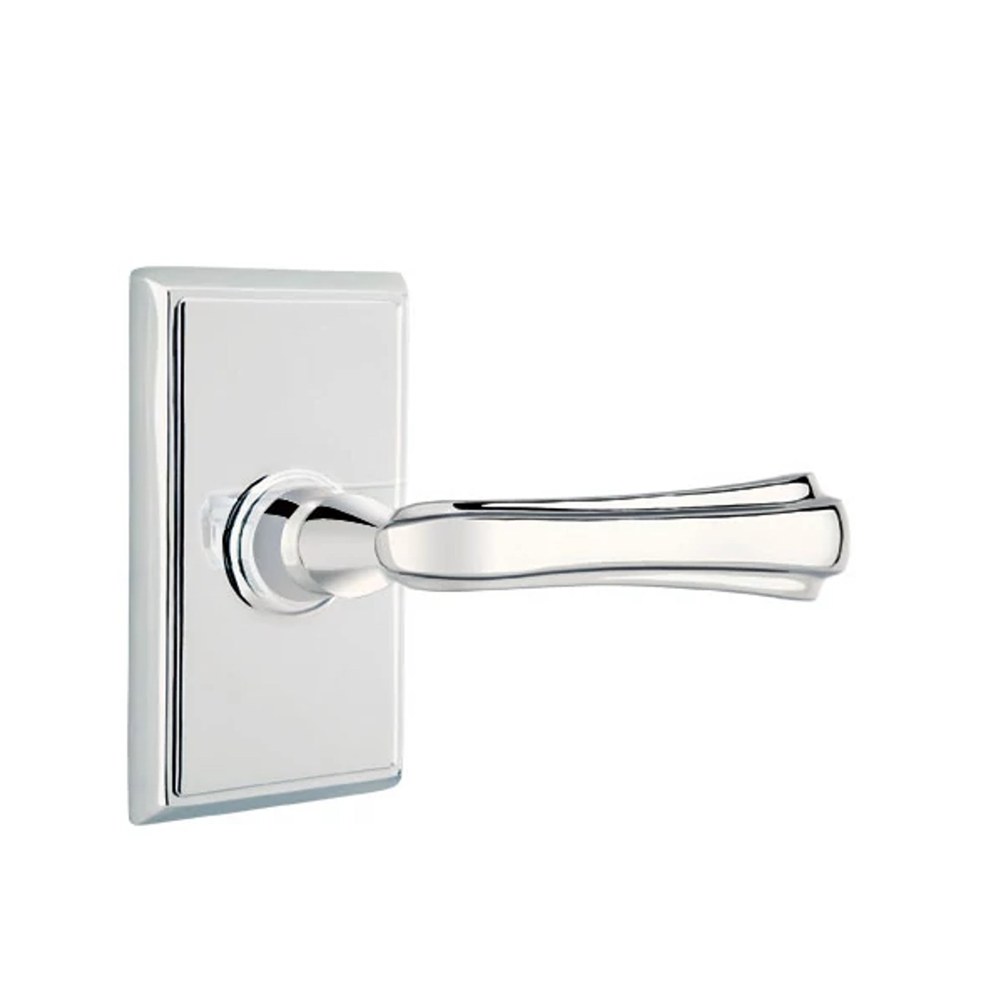 Emtek Wembley Lever with Rectangular Rosette in Polished Chrome