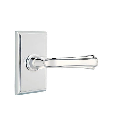 Emtek Wembley Lever with Rectangular Rosette in Polished Chrome