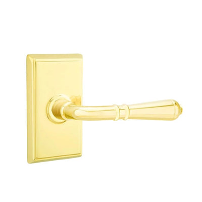 Emtek Turino Lever with Rectangular Rosette in Polished Brass