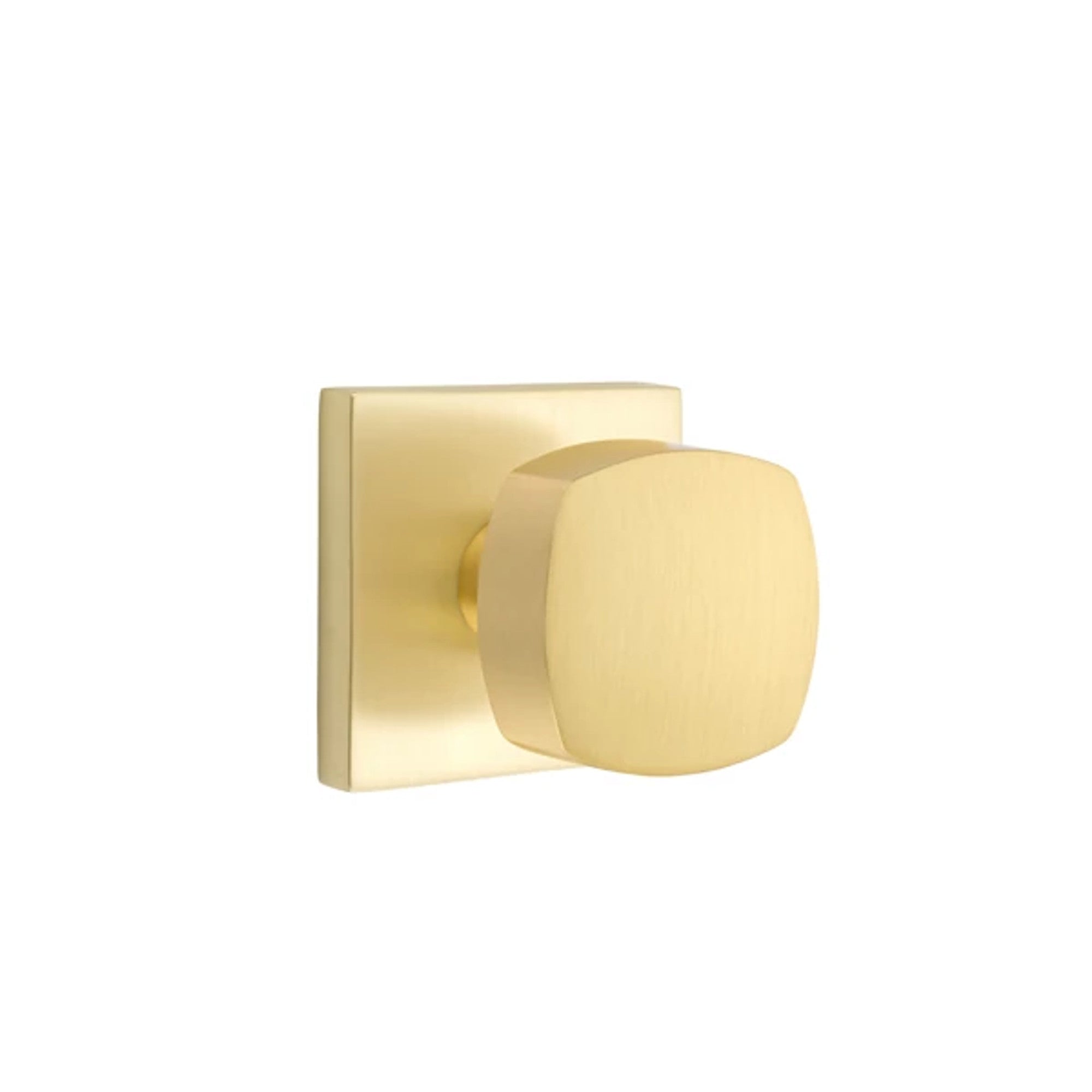 Emtek Freestone Knob with Square Rosette in Satin Brass