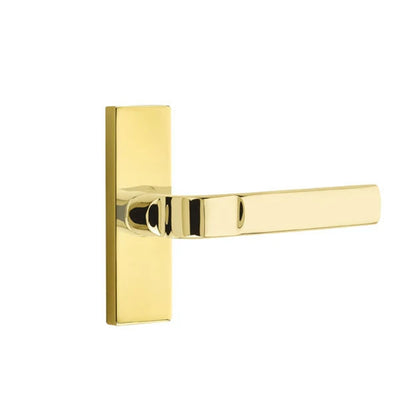 Emtek Aston Lever with Stretto 1-1/2" x 5" in Unlacquered Brass