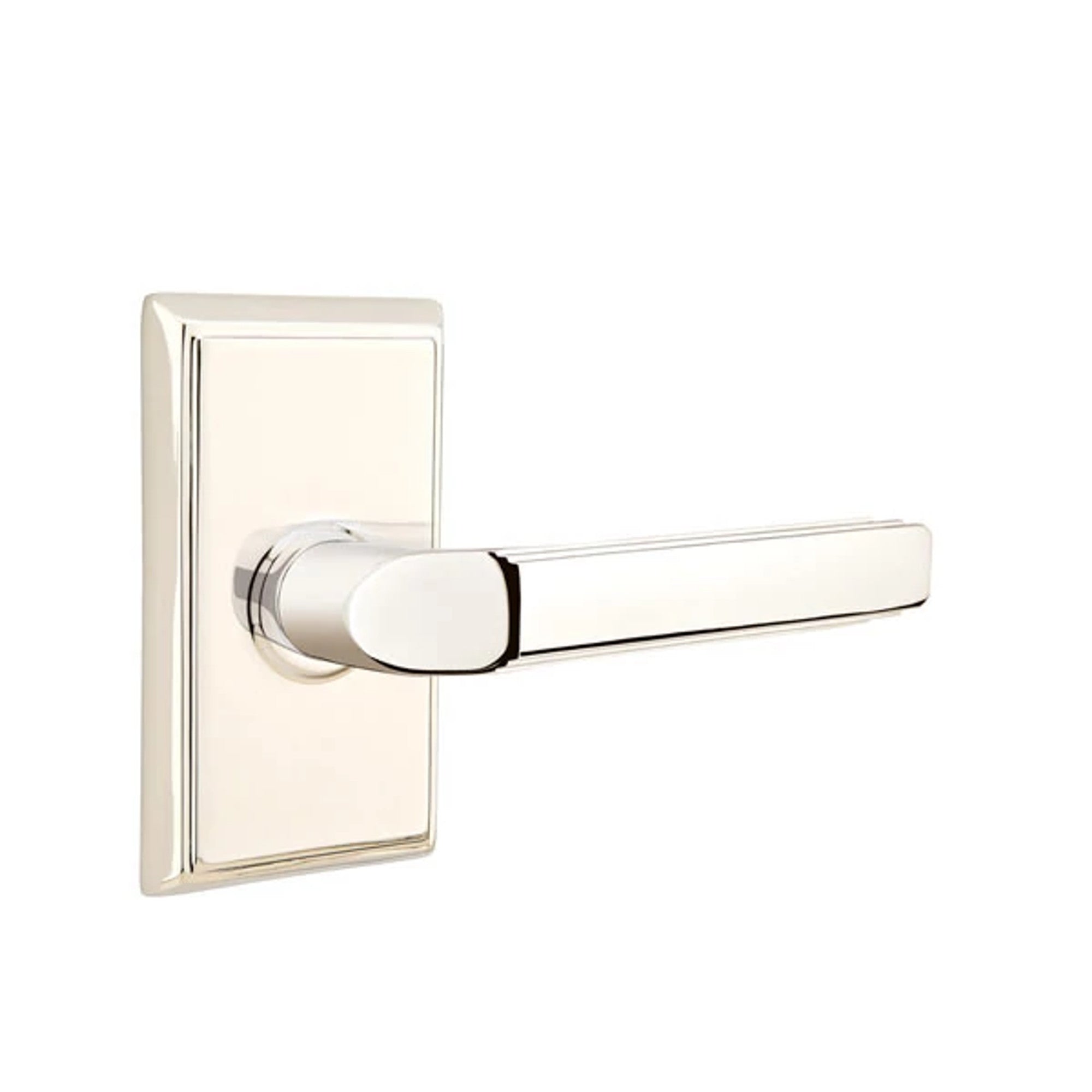 Emtek Milano Lever with Rectangular Rosette in Polished Nickel
