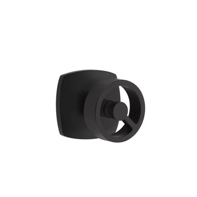 Emtek Spoke Knob with Urban Modern Rosette in Flat Black