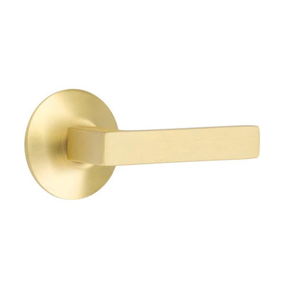 Emtek Dumont Lever with Modern Rosette in Satin Brass