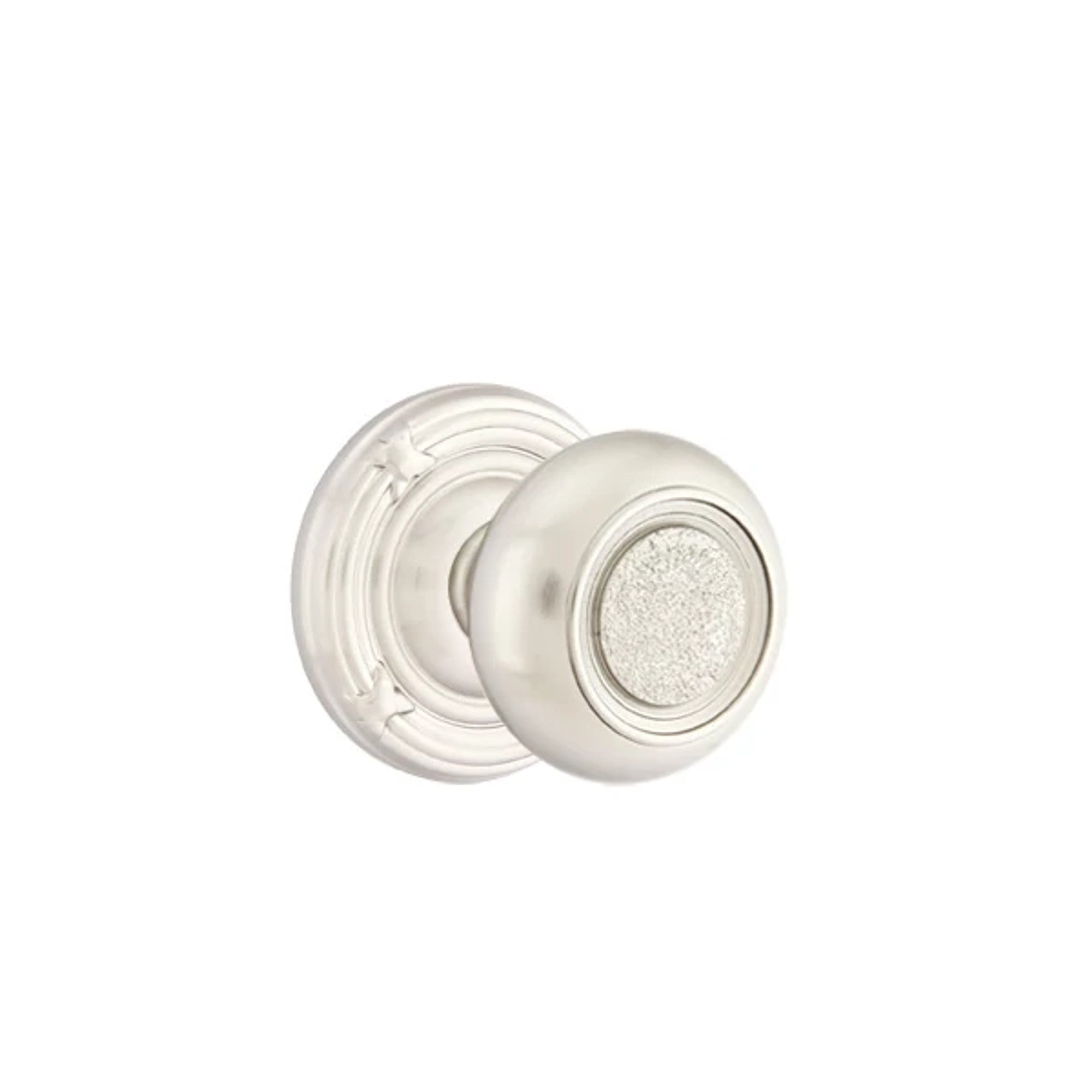 Emtek Belmont Knob with Ribbon & Reed Rosette in Satin Nickel