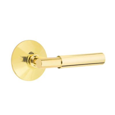 Emtek Myles Lever with Modern Rosette in Unlacquered Brass