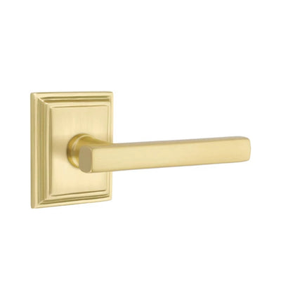 Emtek Freestone Lever with Wilshire Rosette in Satin Brass