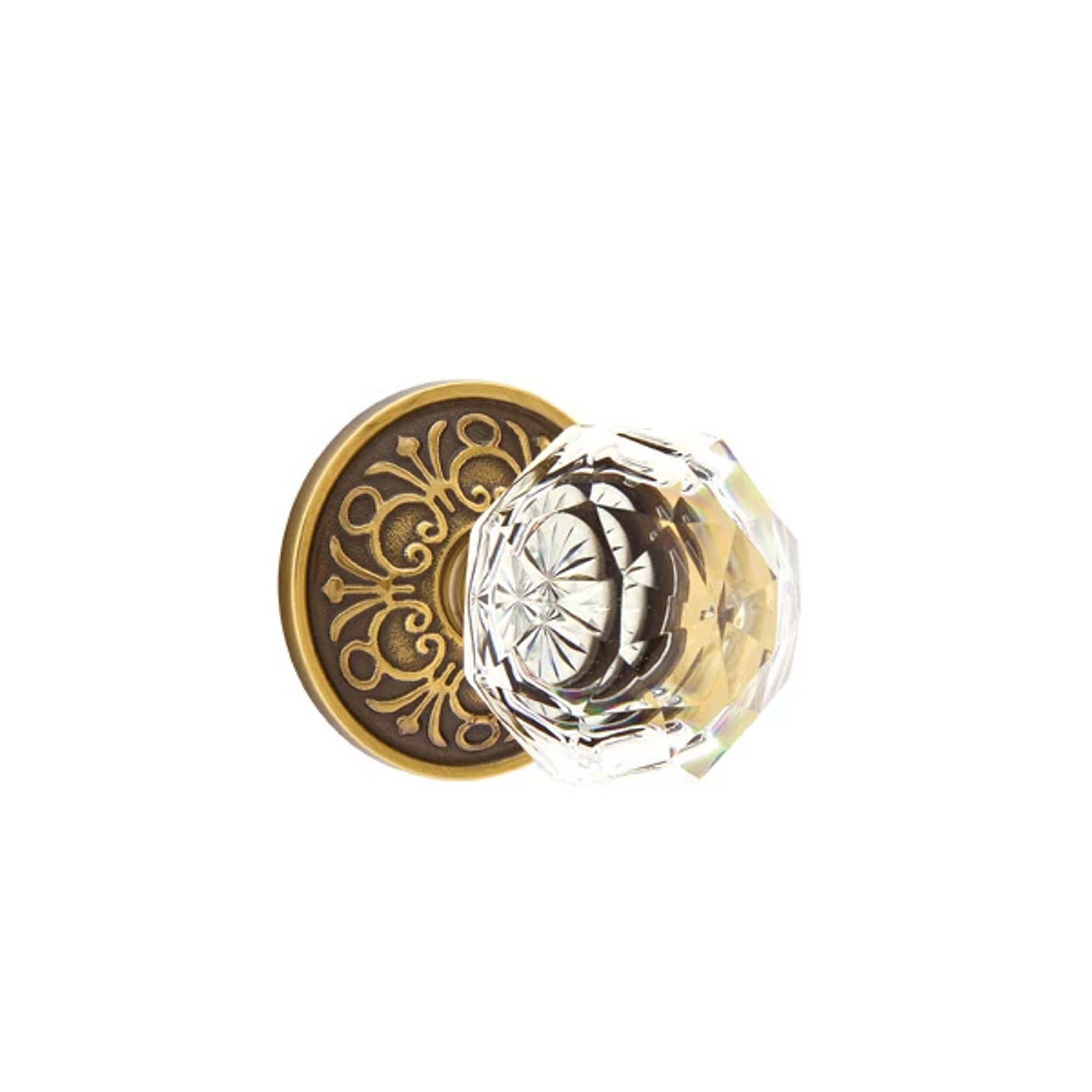 Emtek Diamond Knob with Lancaster Rosette in French Antique