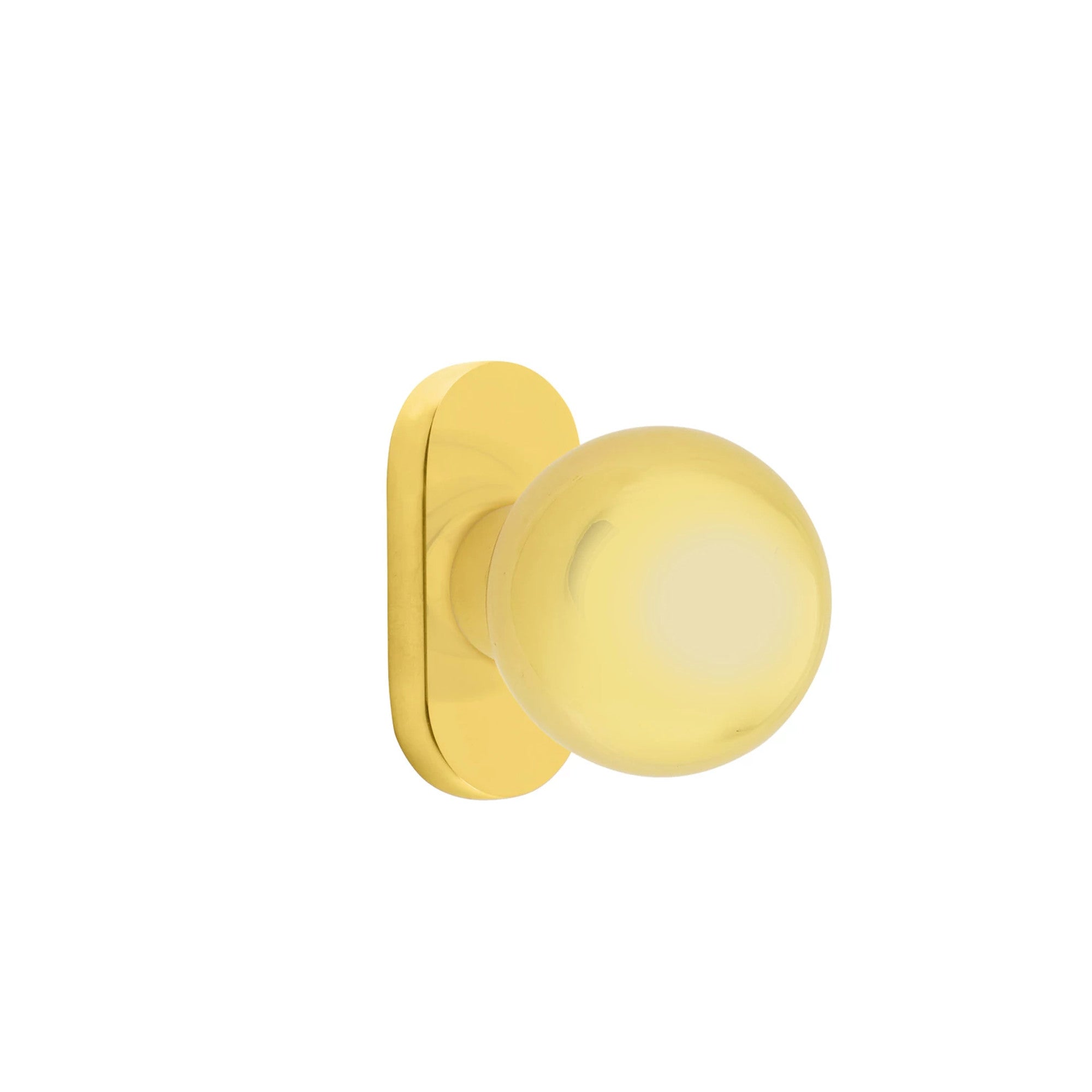 Emtek Orb Knob with Oval Stretto 1-1/2" x 3" in Unlacquered Brass