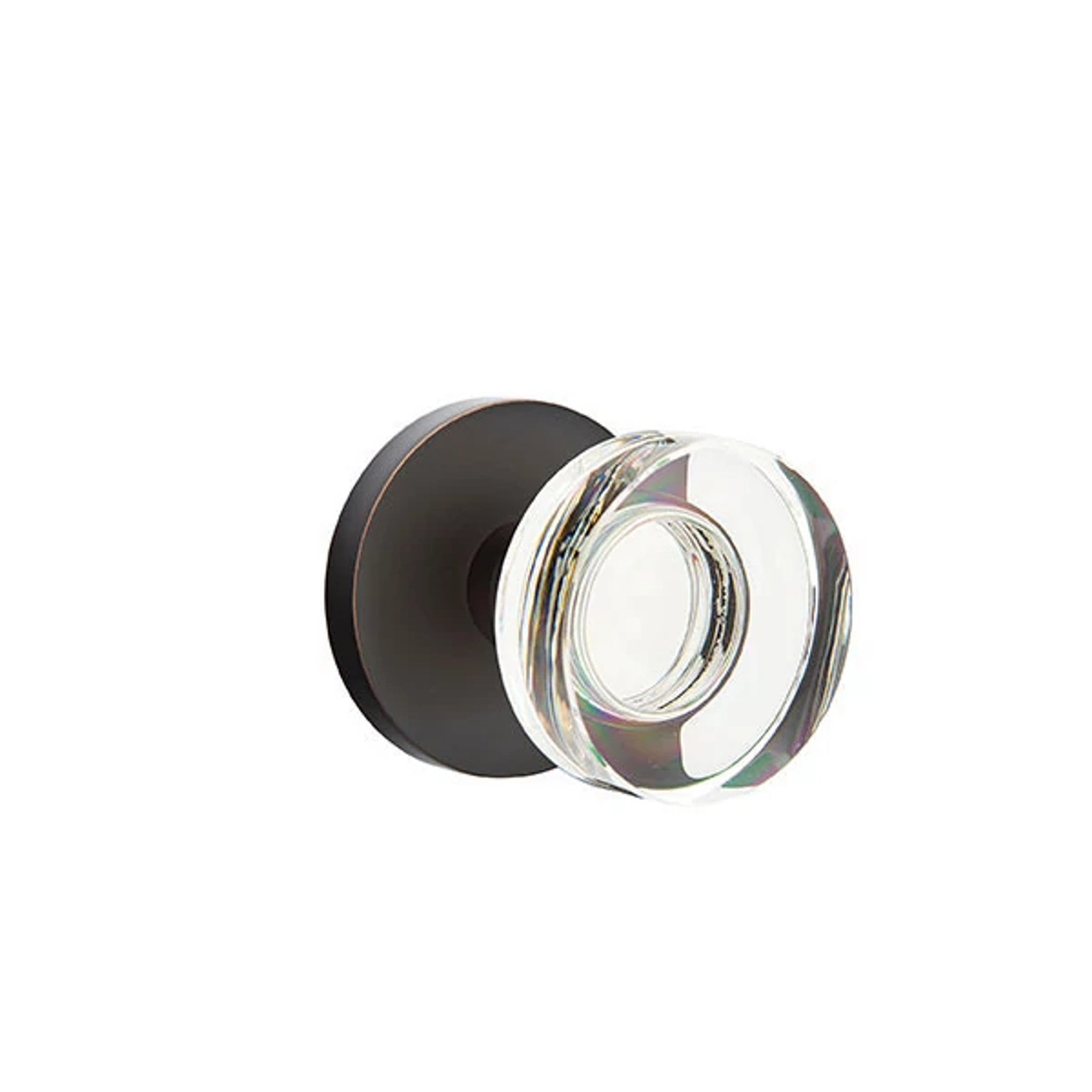 Emtek Modern Disc Glass Knob with Disk Rosette in Oil Rubbed Bronze