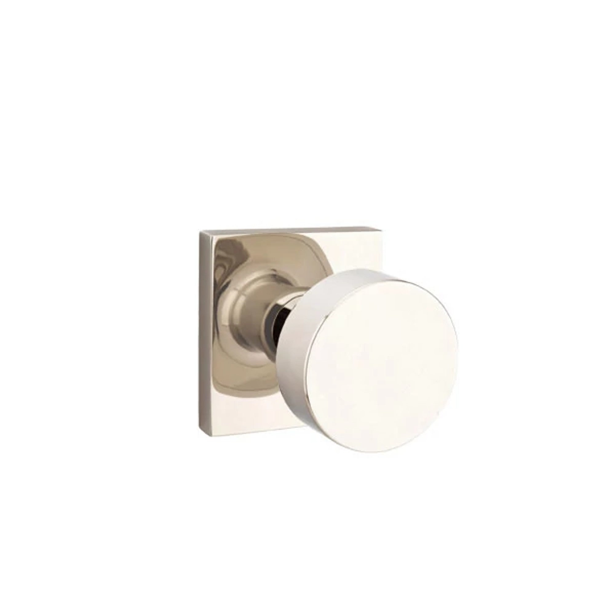 Emtek Round Knob with Square Rosette in Polished Nickel