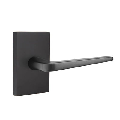 Emtek Athena Lever with Modern Rectangular Rosette in Flat Black