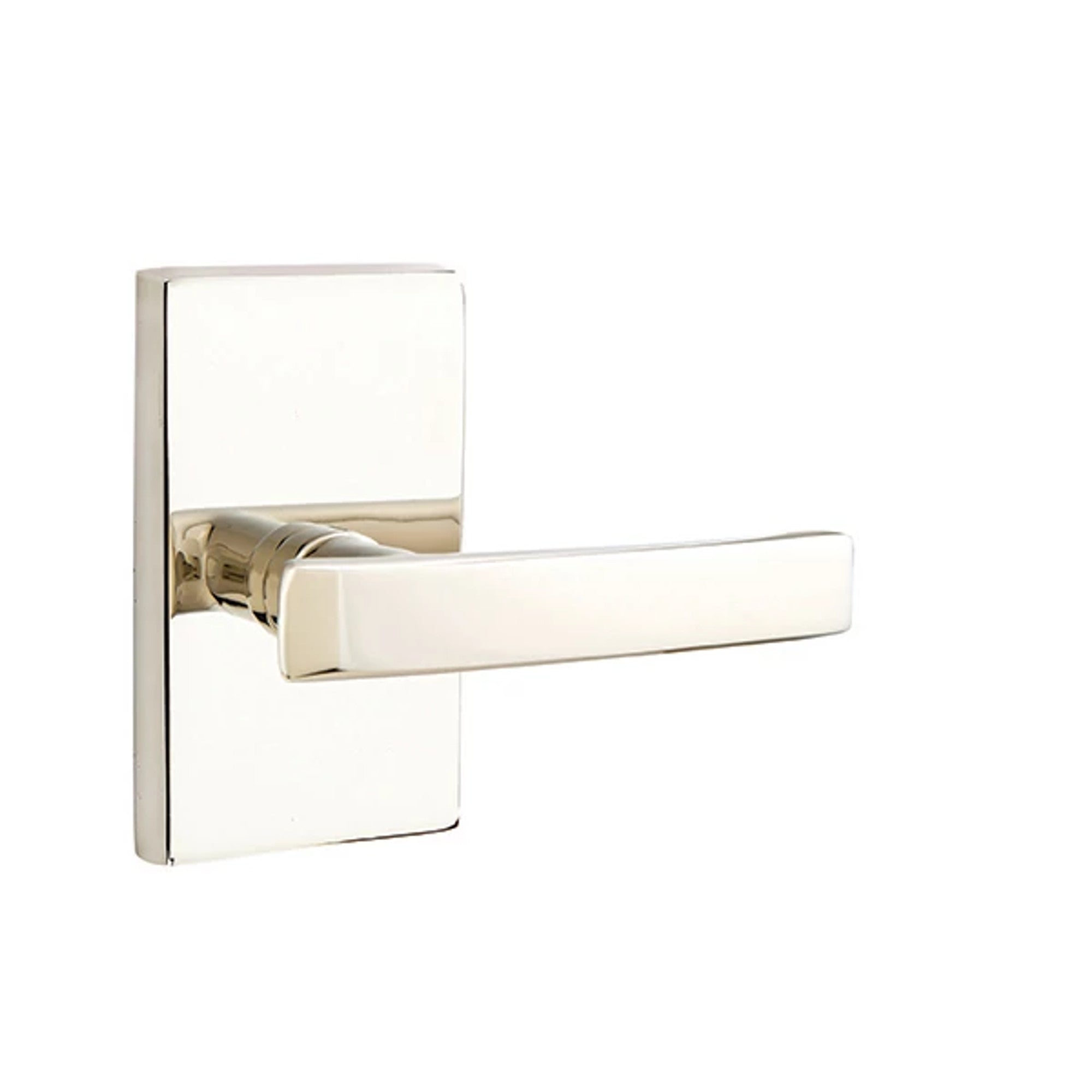 Emtek Geneva Lever with Modern Rectangular Rosette in Polished Nickel