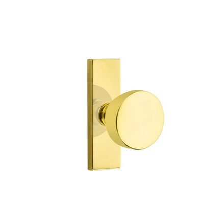 Emtek Laurent Knob with Stretto 1-1/2" x 5" in Unlacquered Brass